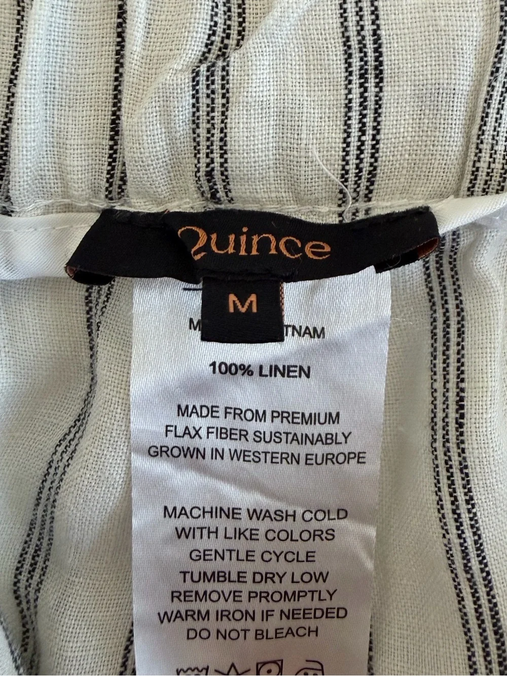 Quince 100% Linen Striped Ankle Pants Medium